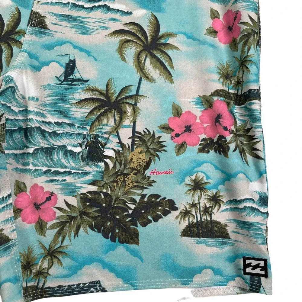 Billabong Mens Board Shorts 36 Blue Sundays Airlite Recycler Hawaiian Surf Swim